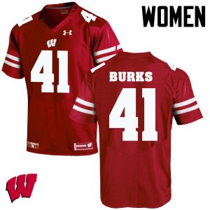 Women's Wisconsin Badgers NCAA #41 Noah Burks Red Authentic Under Armour Stitched College Football Jersey HP31K80BW